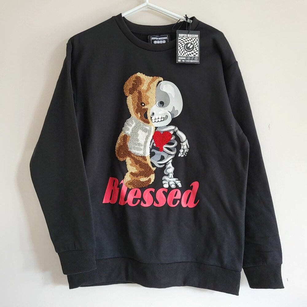 Brand NEW Super Massive Blessed Bear Skeleton Long Sleeve Top Shirt ~ Men Large